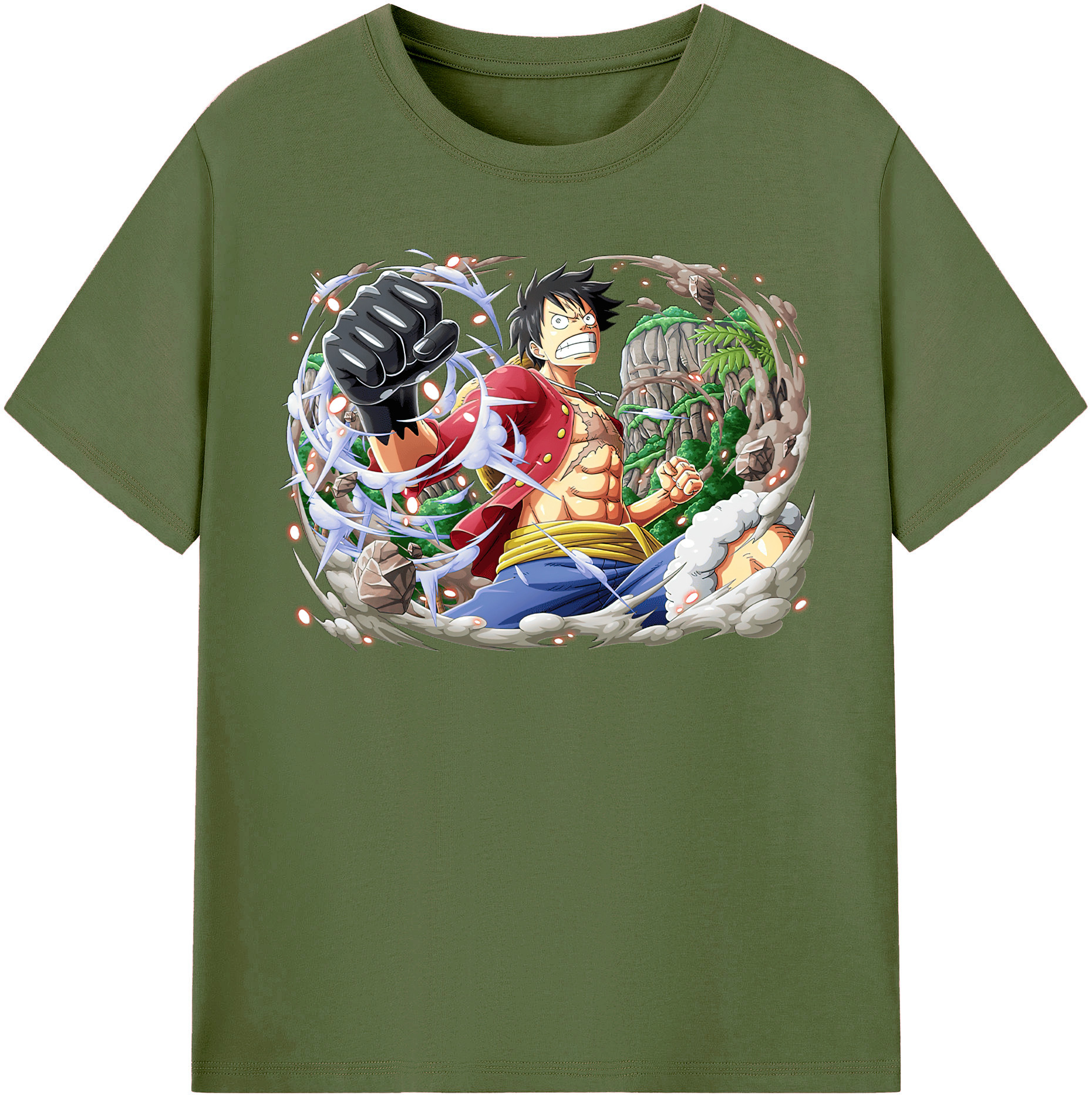 ワンピース モンキー・D・ルフィ ONE PIECE Monkey D. Luffy 綿100％半袖Tシャツ（フロントプリント）